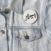 Groom Black Brush Script Bow Stropdas Wedding Part Ronde Button 5,7 Cm (In situ)