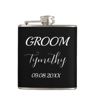 Groom Black Elegant Simple Gifts Wedding Heupfles