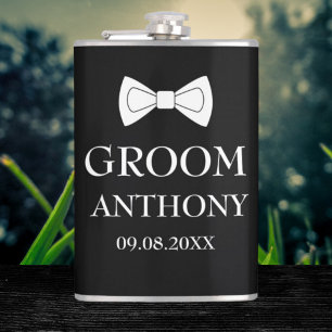 Groom Black Stijlvol Elegant Modern Gifts Wedding Heupfles