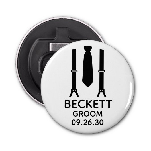 Groom Black Stropdas Button Flesopener (Voorkant)