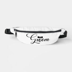 Groom Black Text sur le pack Fanny blanc