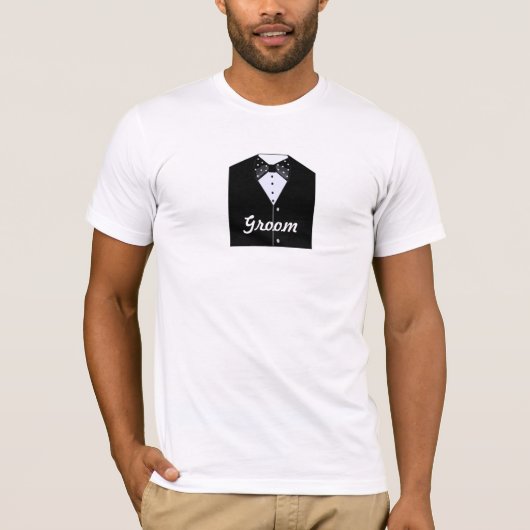 Groom Black Tuxedo T-shirt (Voorkant)