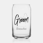 Groom Black White Script Wedding Blikvorm Glas (Voorkant)