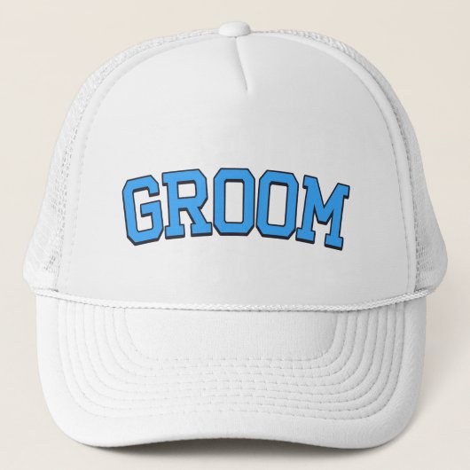 GROOM – Blue College Font Wedding & Bachelor Trucker Pet (Voorkant)