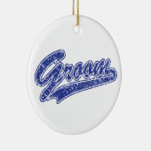 Groom Blue Keramisch Ornament (Rechts)