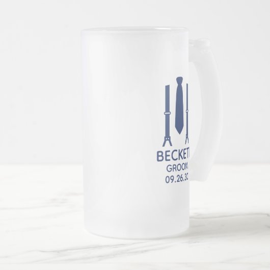 Groom Blue Stropdas Matglas Bierpul (Voorkant rechts)