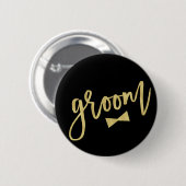 Groom Bow Stropdas Gold Script Bridal Party Wedden Ronde Button 5,7 Cm (Voorkant /achterkant)