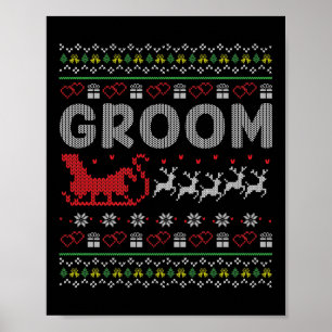 Groom Bride Kerstmis op Ugly Matching Couple Gi Poster