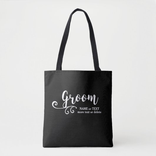 Groom Canvas tas | Rol zwart wit modern script (Voorkant)