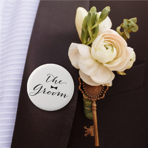 Groom Classic Script Bow Stropdas Weddenschap Ronde Button 5,7 Cm
