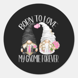 Groom- en bruidgnomen voor weddenschapskoepels ronde sticker