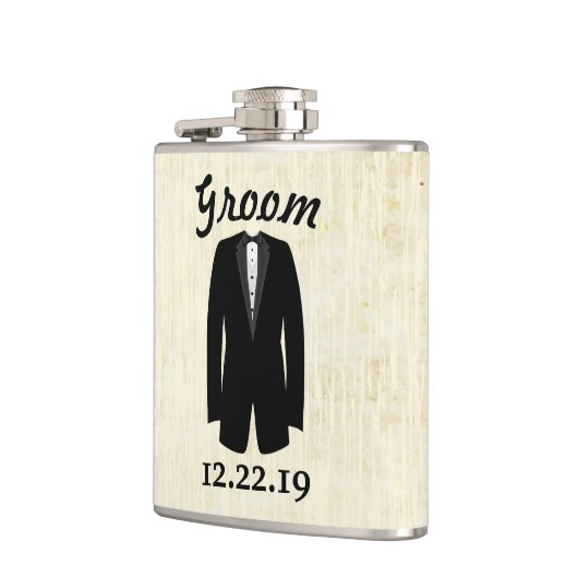 Groom Flask Tuxedo Black Stropdas Heupfles (Links)