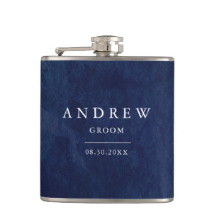 Groom Gift Waterverf Blue Wedding Flask Heupfles