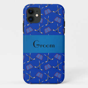 Groom giften blue hockey patroon iPhone 11 hoesje