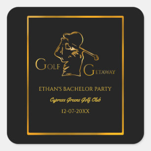 Groom Golfer Bachelor Party Luxe Goud Vierkante Sticker