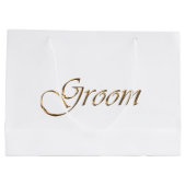 Groom, gouden script elegante kalligrafie groot cadeauzakje (Achterkant)