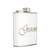 Groom, goudscript elegant chic white heupfles (Rechts)