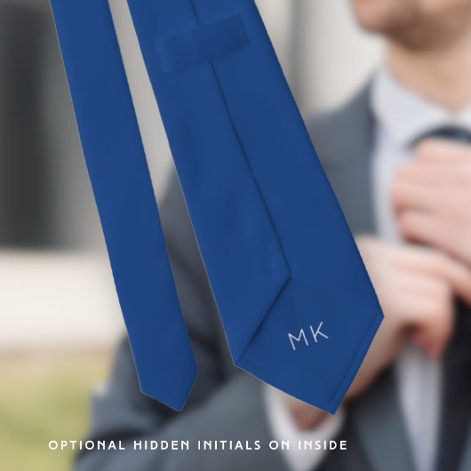 Groom Groomsmen Initialen Blauw Bruiloft Stropdas