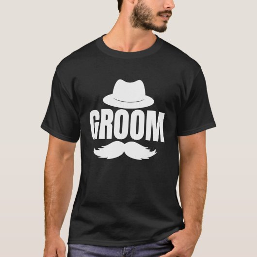 Groom Hat And Mustache Wedding Funny T-shirt (Voorkant)