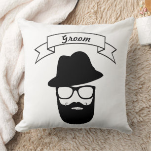 Groom Hipster Glasses Pet Handlebar Mustache Beard Kussen