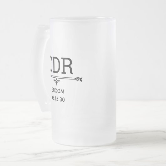 Groom Initialen Matglas Bierpul (Voorkant links)