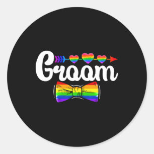 Groom LHBT Pride Gay Bachelor Trouwen Verloving L Ronde Sticker