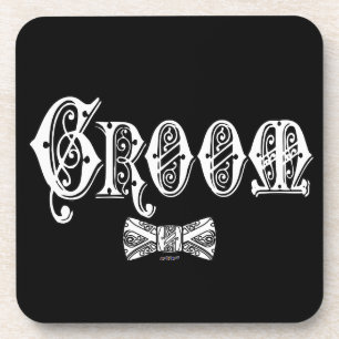 Groom met Bow Stropdas Wit en Zwart Type Onderzetter