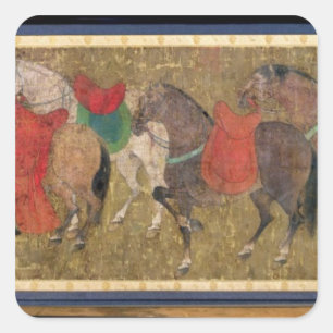 Groom met paarden vierkante sticker