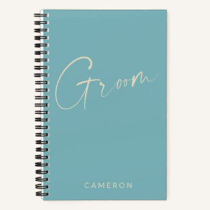 Groom Minimalistisch Blauwgroen blauw met maat v Notitieboek