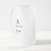 Groom Monogram Naam Bruiloft Matglas Bierpul (Voorkant links)