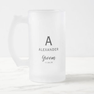 Groom Monogram Naam Bruiloft Matglas Bierpul