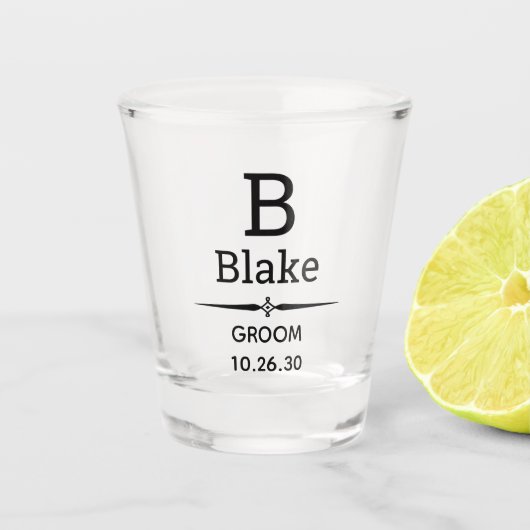 Groom Monogrammed Shot Glass Shot Glas (Voorkant)