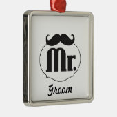 Groom Mustache Metalen Ornament (Rechts)