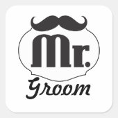 Groom Mustache Vierkante Sticker (Voorkant)