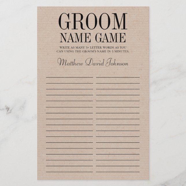Groom Name Game (Voorkant)