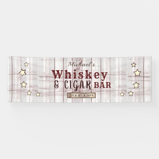 Groom Name Wood Whiskey and Cigar Bar Spandoek (Horizontaal)