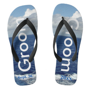 Groom Ocean Waves Blue Sky Teenslippers