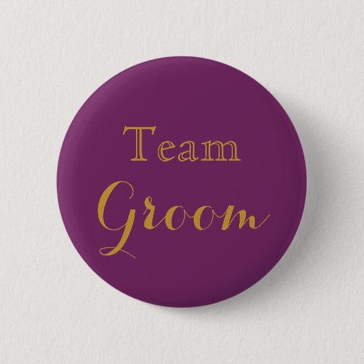 Groom Paars Gold Wedding Team Ronde Button 5,7 Cm (Voorkant)