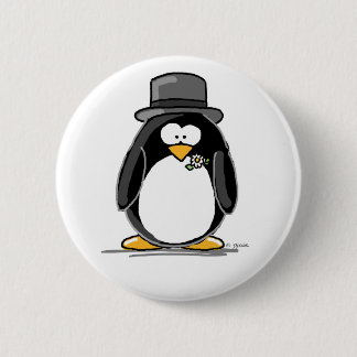 Groom Penguin Ronde Button 5,7 Cm