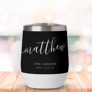 Groom personnalisée Elégante Noir Blanc Calligraph