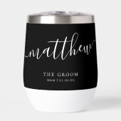 Groom personnalisée Elégante Noir Blanc Calligraph (Avant)