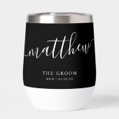 Groom personnalisée Elégante Noir Blanc Calligraph (Arrière)