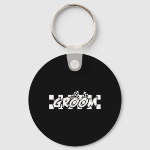 Groom Racing Checkered Flag Wedding Party Sleutelhanger