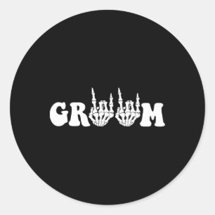 Groom Skeleton Gothic Halloween Wedding Bachelor P Ronde Sticker