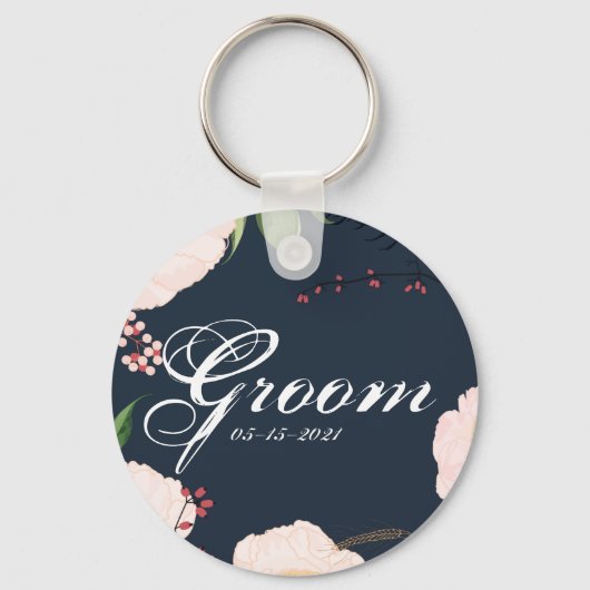 Groom Sleutelhanger Baby Roze Kosmos op Wit (Voorkant)