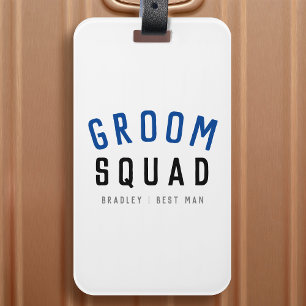 Groom Squad   Modern Bachelor Groomsman Stylish Bagagelabel