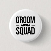 Groom Squad Mustache Ronde Button 3,2 Cm (Voorkant)