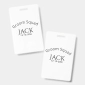 Groom squad name date year bold letter bachelorett badge (Front & Back)