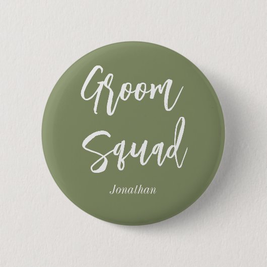 Groom Squad Sage Green White Button (Voorkant)