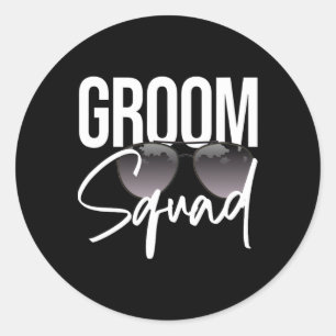 Groom Squad Sungles Wedding Matching Bachelor Part Ronde Sticker